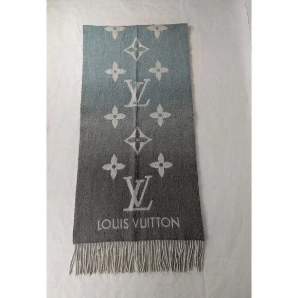 Louis Vuitton LV Logo Reykjavik Scarf Gradients 100%Cashmere Made in Italy - Picture 6 of 11